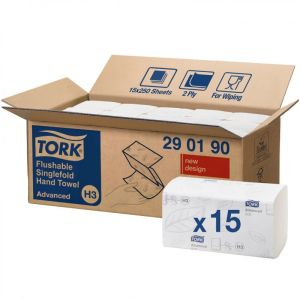 Ręczniki Tork ZZ białe 2-warst.celuloza+makulatura 15szt 290190