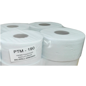 Papier toaletowy Jumbo biały makulaturowy 19cm PTM-190