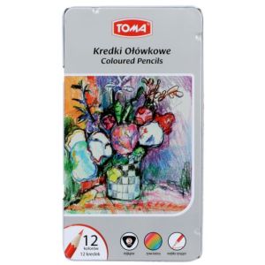Kredki trójkątne Toma metalowe pudełko 12szt
