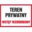 Znak Teren prywatny wstęp wzbroniony