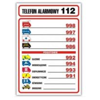 Znak Tabliczka telefonów alarmowych