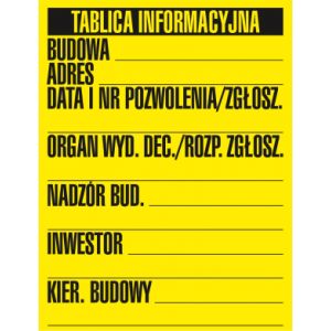 Znak Budowlana tablica informacyjna