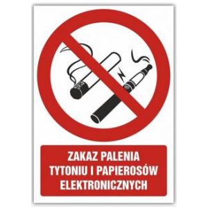 Znak Zakaz palenia tytoniu i papierosów elektronicznych