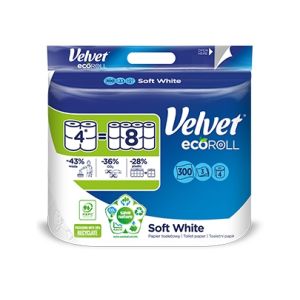Papier toaletowy Velvet Ecorol Delikatnie biały 4=8