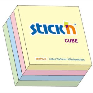 Karteczki samoprzylepne Stickn 76x76 400szt pastelowy mix