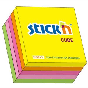 Karteczki samoprzylepne Stickn 76x76 400szt neonowy mix
