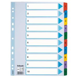 Przekładki Esselte A4 Mylar 1-10 kartonowe 100161