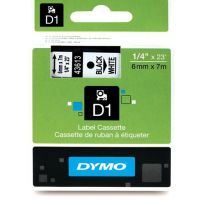 Taśma Dymo D1 6mmx7m czarna/biała 43613