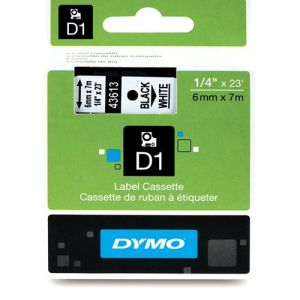 Taśma Dymo D1 6mmx7m czarna biała 43613