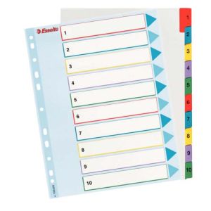 Przekładki Esselte A4 1-10 Mylar kartonowe karta opisowa 100208