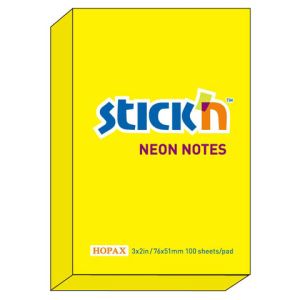 Karteczki samoprzylepne Stick,n 76x51 neon żółty 21132