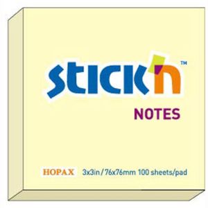 Karteczki samoprzylepne Stick'n 76x76 żółty pastel 21007