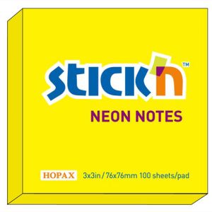 Karteczki samoprzylepne Stick'n 76x76 żółty neon 21133