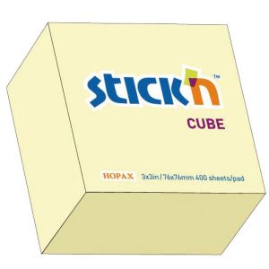 Karteczki samoprzylepne Stick`in 76x76 400 pastelowy żółty 21072