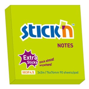 Karteczki samoprzylepne Stick`n Extra Sticky 76x76 zielony neon