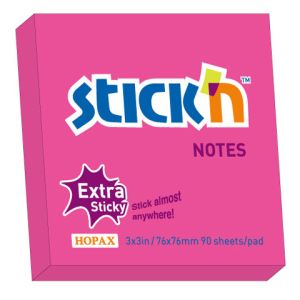 Karteczki samoprzylepne Stick`n Extra Sticky 76x76 różowy neon